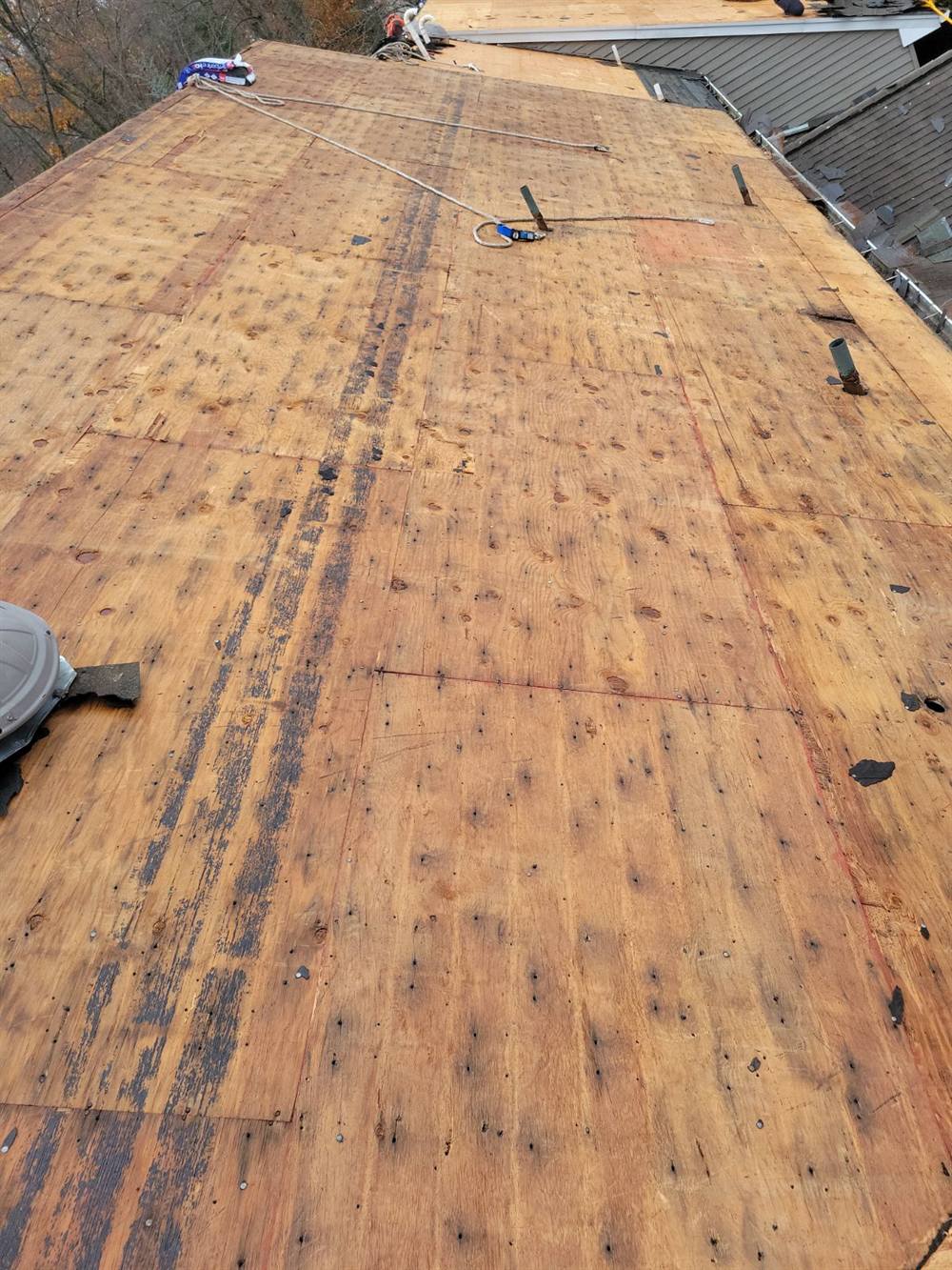 Roof deck prepared after full tear-off